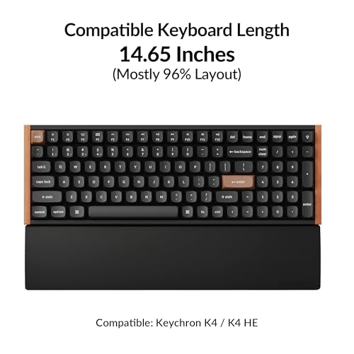 Image of Keychron Silicone Palm Rest for K4 / K4 HE and Lemokey L1 / L1 HE - 14.65 inch Wrist Support for Compact 96% Layout Mechanical Keyboards, Smooth & Ergonomic Typing Comfort - Black