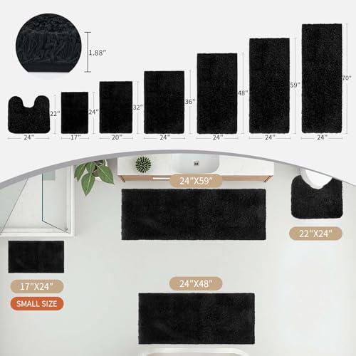 Disolla Black Bathroom Rug 24x36 - Non-Slip Plush Thick Bath Mat, Highly Absorbent & Ultra Soft Fluffy Floor Mat, Machine Washable for Shower and Tub by Disolla - Image 2