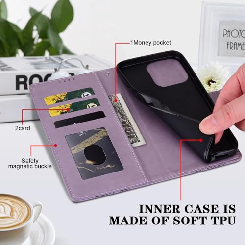 Housse en cuir Honor 400 Lite finition cœur en relief premium violet - 3