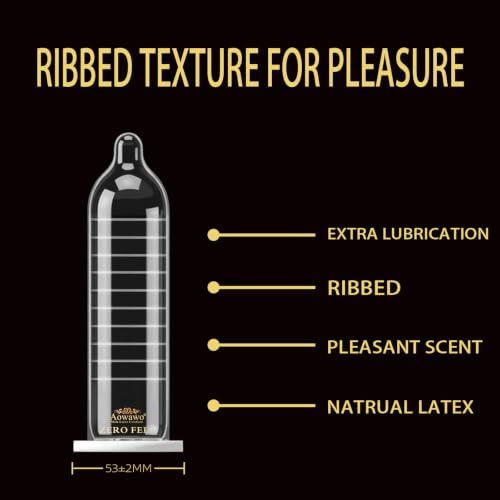 Ribbed Condoms for Men, Medium, Thin Natural Latex, 12 Count - Image 3