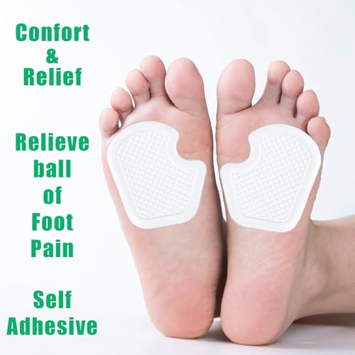 Image of REDANHA 6PCS Repositionable Gel Pads for Ball of Foot, Cushion Protect and Relieve Metatarsal, Sesamoid Pain, Foot Cushion for Ball of Feet Callus Cushion - 3 Pairs
