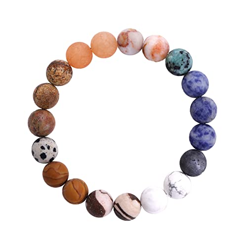Pendientes delicados para mujer, 1 paquete de pulsera de sistema de 7 chakras, pulseras de piedra natural para mujeres y hombres, cuentas de yoga para el estrés, pulsera elástica de perlas, talla