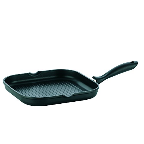 kela 15156 Grill-Eckpfanne, 2 Ausgüsse, Antihaftversiegelung, Aluguss 5 mm, Induktionsgeeignet, 28 x 28 cm, Kerros, Schwarz