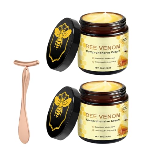 NHPY 2 Piezas Veneno de Abeja Crema,Para Alivio de piel Seca y Cuidado Suave,Para Todos los Tipos de Piel,Contiene Crema de Ojos en Barra