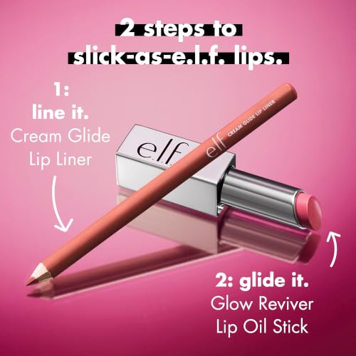e.l.f. Glow Reviver Lip Oil Stick, getönter Lippenöl-Stick, nicht klebend und feuchtigkeitsspendend für ein sanft glänzendes Finish, vegan und tierversuchsfrei, Rose Latte