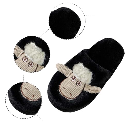 Womens Slippers Warm Plush Flat Sole Non Slip Bedroom Shoes Cozy House Shoes Cartoon Design Winter Home Slippers4