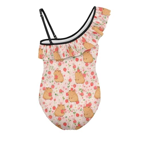 Image of Girls Swimsuit One Piece Ruffle Swimsuit Non-Slip Straps UPF 50+ for Girls Size 3-14 Years