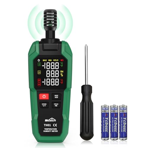 Temperature Humidity Meter,SQECH High Precision Digital Hygrometer with Ambient, Relative