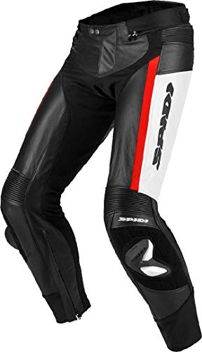 Black / Red Spidi IT RR PRO Pants - Pantaloni in Pelle per Motociclismo Racing Sports Trouser with CE Hip & Knee Armour-Black/Red Special Order - Rosso - UK 38