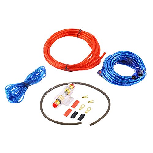 Emily 800W 14GA Car Audio Subwoofer Amplifier AMP Wiring Fuse Holder Wire Cable Kit red &blue &black