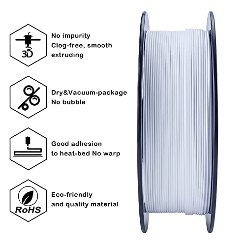 Image of ZIRO Matte PLA Filament 1.75mm,No-Shine High Toughness 1KG Material, White | Fit for Most FDM 3D Printer, 1.75mm 1KG Spool, Dimensional Accuracy + /-0.03mm, Colorful PLA FilamenT