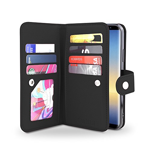 Gear Beast Galaxy Note 8 Wallet Case, Flip Cover Dual Folio Case Slim Protective PU Leather Case 7 Slot Card Holder Including ID Holder Inner Pockets Wristlet for Men and Women