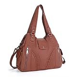 UBORSE Handtaschen Damen Weiches Kunstleder Ledertasche Vintage Umhängetasche Rivet Hobo-Taschen Schultertasche Retro Tote Tragetasche Henkeltasche für Reisen Arbeiten Schule Einkaufen