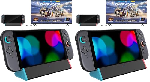 SiWiQU Switch 2 Docking Station, Tragbar TV Dock Nur Kompatibel mit Nintendo Switch 2 Konsole Ladestation Ständer mit 4K@120Hz HDMI-Ausgang/100W Ladeeingang/USB3.0 (Packung mit 2)