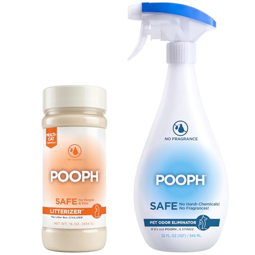 POOPH® Pet Odor Eliminator Spray + LITTERIZER™ Bundle – No Fragrance, No Harsh Chemicals, Eliminates Odors On-Contact, Safe for Pets & People, Helps Cut Litter Costs & Keeps Litter Dry