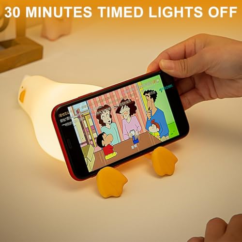 Image of KRESHU Lie in Peace Duck Sleep Lamp Soft Silicone Night Light | LED Lying Flat Kids Night Lamp | Type-C Rechargeable Bedroom Lamp | Touch Colour Changing (Pack of 1)