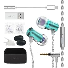 AZLA AZEL Edition G Gen 2 Wired Gaming in-Ear Earbud Headphones with Mic, 3.5mm Jack, USB-C to 3.5mm Adapter, USB-A to USB-C Converter, Black Mint