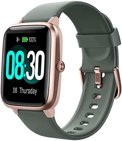 GRV Smart Watch for Android and iOS Phones, Watches for Men Women IP68 Waterproof Smartwatch Fitness Tracker Watch with Calories Counter Sleep Tracker (Green Gold)