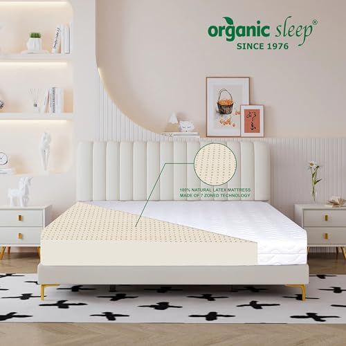 Image of Natural Latex Mattress for Bedroom,Size -72 * 60 Inches, 100% Natural, 6 inch Thickness, 7-Zoned Support,Density 90 Medium Firm Feel, (Queen) Quilted Aloe Vera+ 2 Shredded Pillow