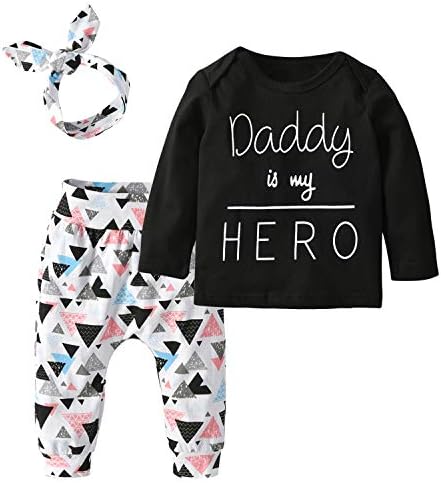 Baby Girls 3Pcs Outfit Set Letters T-Shirt Tops Pants with Headband