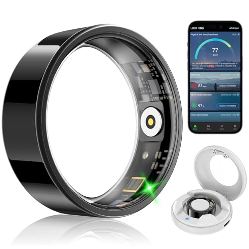 Smart Fitness Ring for Women Men - Activity & Health Tracker Ring with Heart Rate/Pressure/Sleep/Steps/Blood Oxygen Monitoring, 10ATM Waterproof for iPhone and Android, No Subscription Fee (13#)