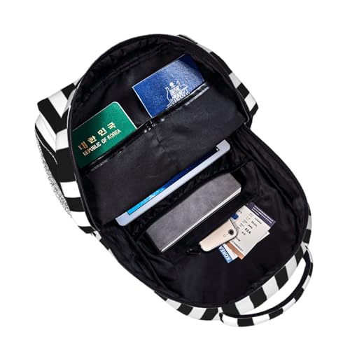 Mochila plegable ligera con rayas negras y blancas para camping y viaje 5