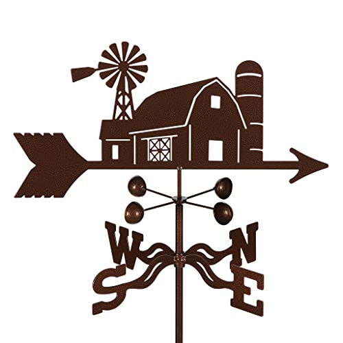 EZ Vane Steel Farm Scene Weathervane 21” Height, Includes Metal Roof Mount, Wind Cups & Brackets | Hand-Crafted and Family-Owned, Made in The USA with Triple Powder Coating, Limited