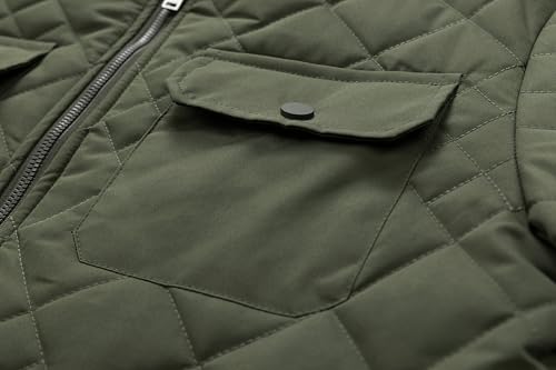 Men's Diamond Quilted Shirt Jacket Lightweight Shacket Jacket Quilted Button Down Jackets4