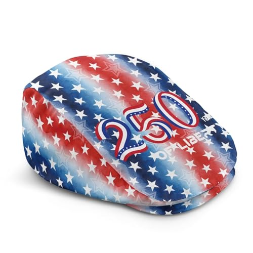 Twousenru Adjustable Newsboy Hats for Men Flat Cap 250Th of Liberty Starry Irish Cabbie Hat Mens Flat Caps