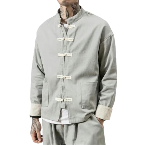 Chinese Traditional Retro Coat Man Autmn Tang Suit Mandarin Collar Buckle Jacket Oriental Cotton Kung Fu Shirt2