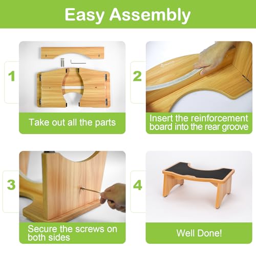 image for StrongTek Enhanced Squatting Toilet Stool, Extra-Thick Wood, Slip-Resi