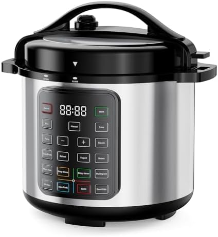 DUMOS16-in-1 Electric Pressure Cooker 8 QT Stainless Steel Multi Cooker Electric for Pressure, Rice, Steamer, Yogurt Maker, Slow Cook, Sliver