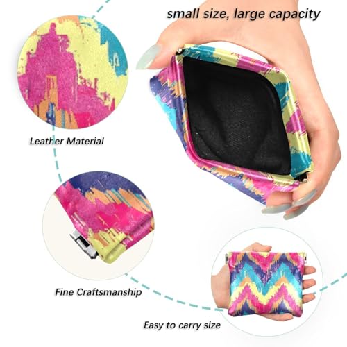 Colorful Zigzag Pattern Coin Purse Leather Pouch Change Purse, Squeeze Coin Pouch for Cards, Keys & Lipsticks, Unisex2