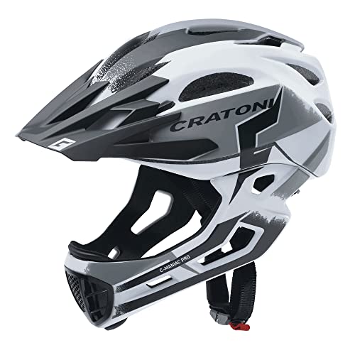 Righello rimovibile Cratoni C- Maniac PRO, Casco Unisex Adulto, Bianco/Nero Opaco, M