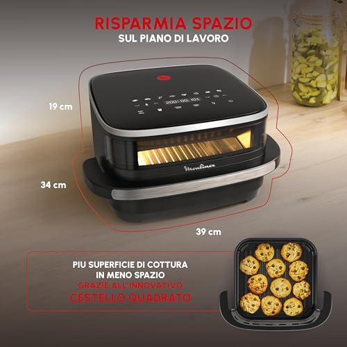 Moulinex Easy Fry XL Surface, Friggitrice ad Aria XL con Cestello Antiaderente e Finestra di Osservazione, 1,5 Kg, Tecnologia Extra-Crisp e Doppia Resistenza, Cottura fino a 230°, AL4018 - immagine 3