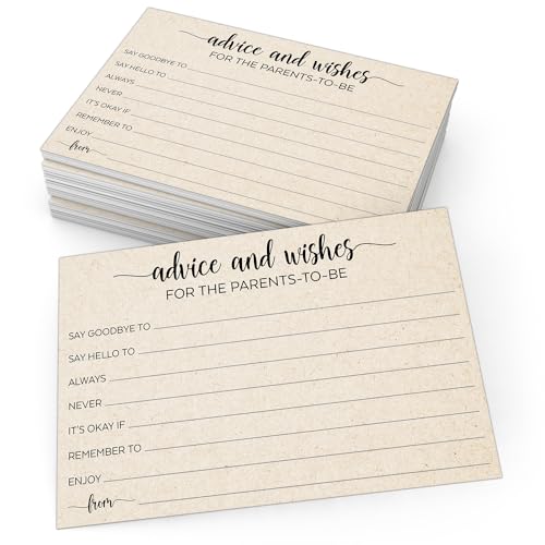 Image of 321Done Advice and Wishes for The Parents-to-Be Cards, Made in USA - 4x6 Tan, Fun Baby Shower Game Ideas, Gender Reveal Party Keepsake - Set of 50
