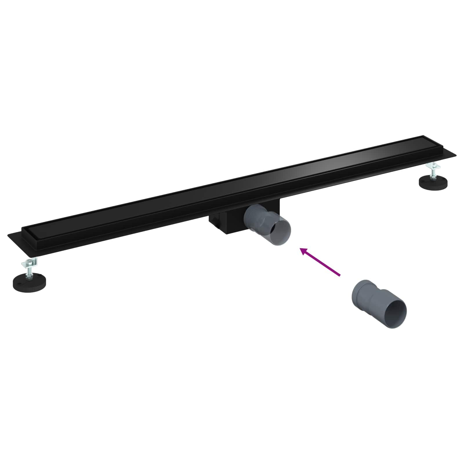 vidaXL Drenaggio Doccia 2 in 1 Nero 100 cm Acciaio Inox 304, Stile per Il Bagno, Scarico Doccia Moderno, Soluzione idraulica, Accessori per Il Controllo dell'Acqua