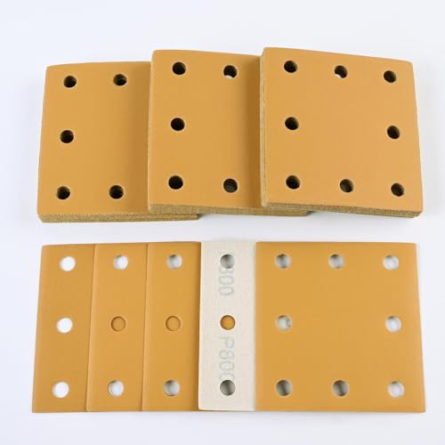 Image of Sruhrak 110x115mm Sandpaper 8 Hole Sanding Pads 50 Pcs Grits 800 Set