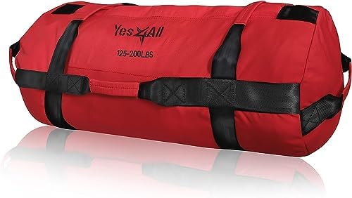 Yes4All Adjustable Sandbag for Physical Activity and Fitness with 7 Handles - Power bag for running workouts, Core Bag for many functional exercise workouts, Crossfit, Strength and Endurance 2-90kg