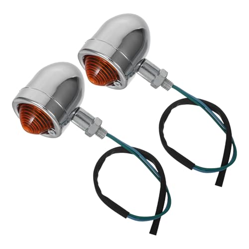 CIYODO Intermitentes LED para Motocicleta Vintage Juego de 2 Piezas Carcasa Plateada y Cubierta Amarilla Luces Delanteras y Traseras de Señalización para Moto Resistentes al Agua y