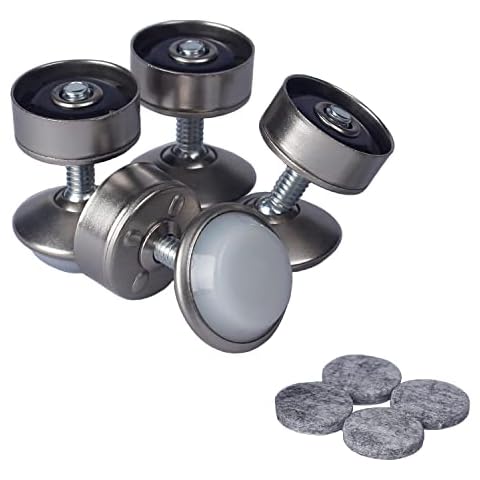 HUAYY Furniture Round Steel Tube Legs Levelers Swivel Feet(4 Sets),Angle Height Adjustable,Suitable for Tables, Chairs, Coffee Tables and Other Furniture Steel Pipe Legs,with Self-Adhesive Felt Pads Cover