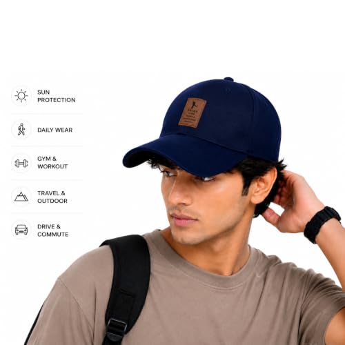 Image of Cap for Men Women Topi Unisex Head Branded Boy's Girl's Caps Adjustable Strap Summer Sports Cricket Gym Dance Cotton Free Size