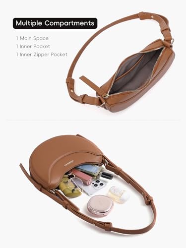 WESTBRONCO Crescent Leather Shoulder Bag for Women - Designer Crossbody Handbag Purse Hobo4