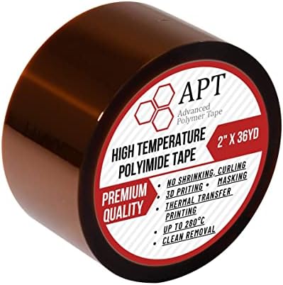 APT, 1 mil Thick Polyimide Adhesive Tape, HighTemperature and Heat Tape, for Masking, Soldering, Electrical, 3D Printer Application. (2" x 36 yds)
