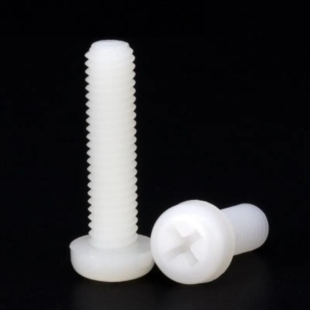 Śruby, Wkręty samogwintujące, M5X6-50mm Białe nylonowe śruby z łbem stożkowym Phillips, plastikowe śruby z łbem okrągłym krzyżowym, 50 szt.(M5x12mm)