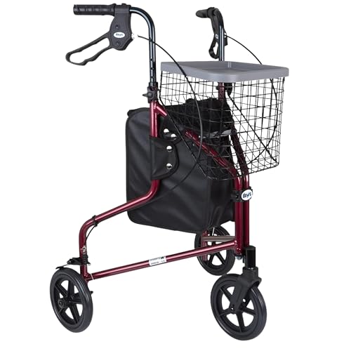Déambulateur 3 roues rouge rubis pour des balades sereines en ville et au marché