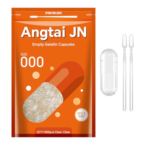 Capsules de gélatine vides taille 000 AngtaiJN transparentes à remplir avec micro cuillères