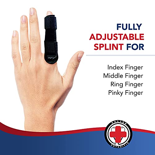 Dr. Arthritis Doctor Developed Finger Splint And Handbook [1-Piece] Trigger Finger Brace - Braces, Splints & Supports Index, Middle, Ring & Pinky Finger - Padded Finger Splints For Straightening Black, S/M #TOP4