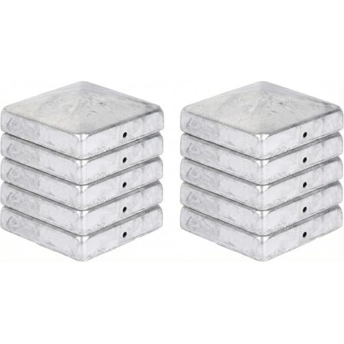 10 x Pfostenkappe Pyramide 71 x 71 mm – Feuerverzinkter Stahl, wetterfest – für Holzpfosten 70 x 70 mm – inkl. Befestigungslöcher