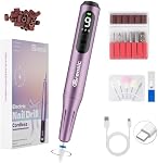 Electric Nail Drill 35000RPM,12-in-1 Nail File Portable USB-Rechargeable Cordless Nail Drill Professional with 9-Speed & LED Display Manicure Pedicure Nail Kits for Acrylic & Gel Nails(Purple)